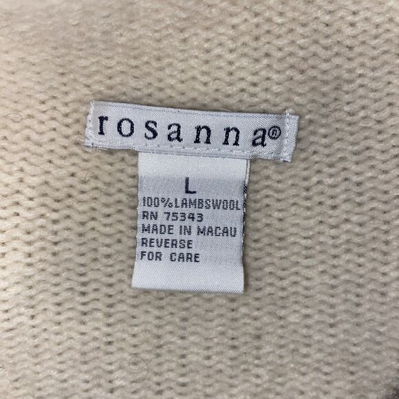 Rosanna Cream & Black Lambswool High Neck Sweater Size Large - Picture 10 of 11